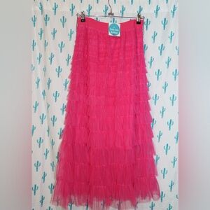 Barbie pink tulle maxi skirt